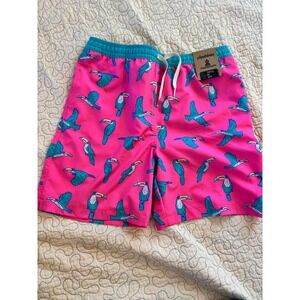 Chubbies Boys XL Swim Trunks Pink Blue Toucan Bird Print  Swimsuit